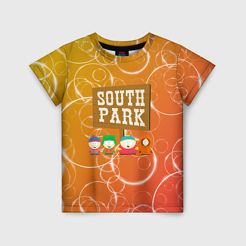 Детская футболка Южный Парк - на фоне кружков / 3D-принт – фото 1