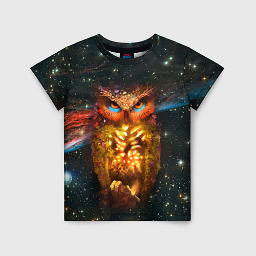 Детская футболка Космический взгляд совы / 3D-принт – фото 1