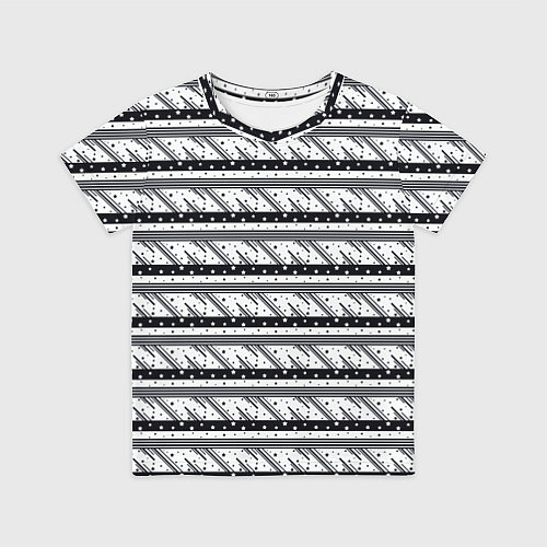 Детская футболка Черные и белые полосы и звезды / 3D-принт – фото 1