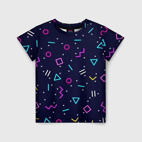 Детская футболка Neon geometric shapes / 3D-принт – фото 1