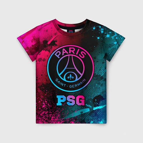 Детская футболка PSG - neon gradient / 3D-принт – фото 1