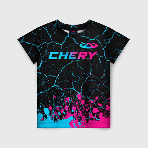 Детская футболка Chery - neon gradient: символ сверху / 3D-принт – фото 1