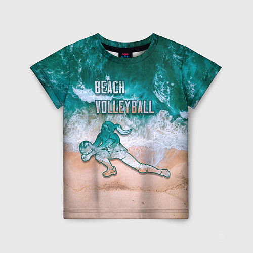 Детская футболка Beach volleyball ocean theme / 3D-принт – фото 1