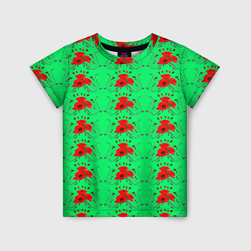 Детская футболка Blooming red poppies / 3D-принт – фото 1