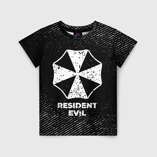 Детская футболка Resident Evil с потертостями на темном фоне / 3D-принт – фото 1