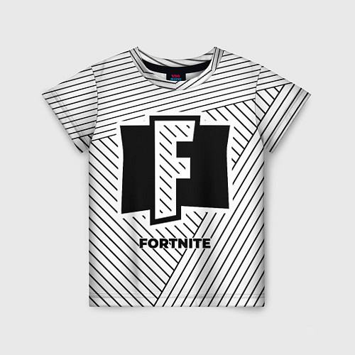 Детская футболка Символ Fortnite на светлом фоне с полосами / 3D-принт – фото 1