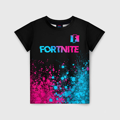 Детская футболка Fortnite - neon gradient: символ сверху / 3D-принт – фото 1