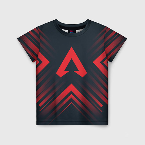 Детская футболка Красный символ Apex Legends на темном фоне со стре / 3D-принт – фото 1