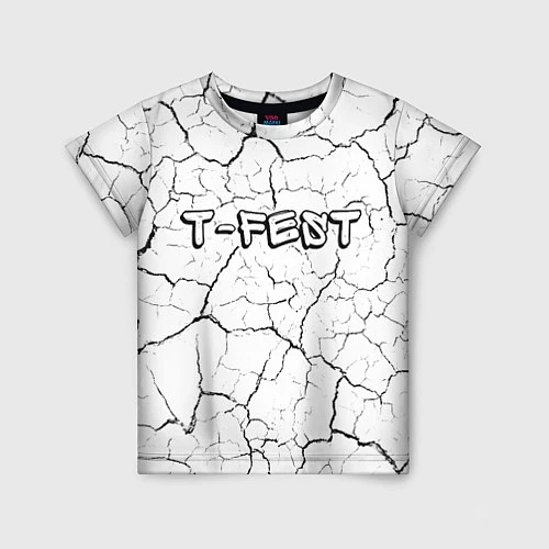 Детская футболка Рэпер T-Fest в стиле граффити: символ сверху / 3D-принт – фото 1