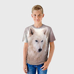 Футболка детская Белый зимний волк, цвет: 3D-принт — фото 2