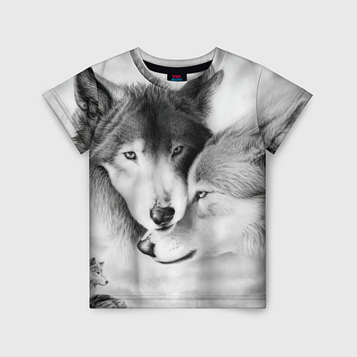 Детская футболка Love: Волк и волчица / 3D-принт – фото 1