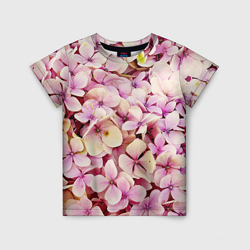 Детская футболка Розовые цветы яркой поляной / 3D-принт – фото 1