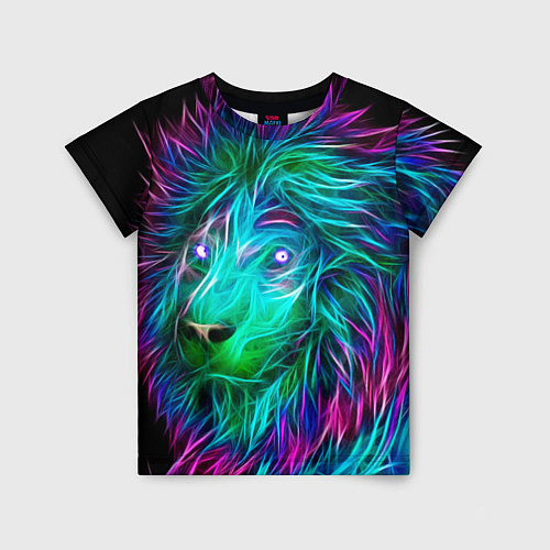 Детская футболка Светящийся неоновый лев / 3D-принт – фото 1