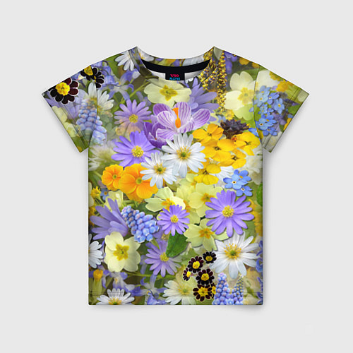 Детская футболка Цветочная летняя поляна / 3D-принт – фото 1