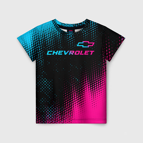 Детская футболка Chevrolet - neon gradient: символ сверху / 3D-принт – фото 1