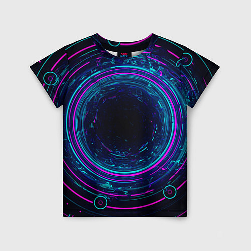 Детская футболка Неоновый тоннель - портал / 3D-принт – фото 1