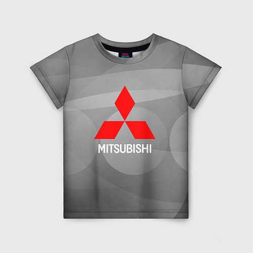 Детская футболка Mitsubishi - серая с кружочками абстракция / 3D-принт – фото 1