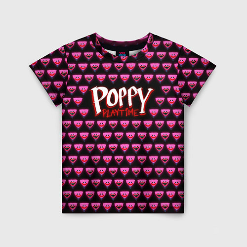 Детская футболка Poppy Playtime - Kissy Missy Pattern - Huggy Wuggy / 3D-принт – фото 1