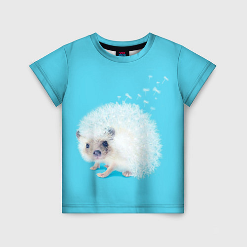 Детская футболка Белый ежик одуванчик / 3D-принт – фото 1