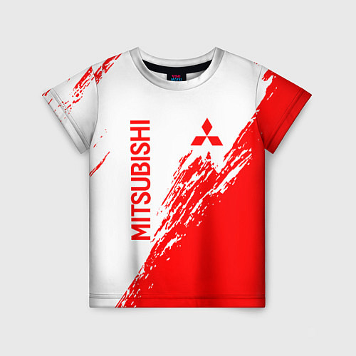 Детская футболка Mitsubishi - красная текстура / 3D-принт – фото 1