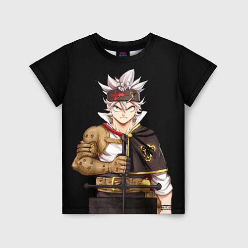 Детская футболка Аста черный бык - Черный клевер / 3D-принт – фото 1