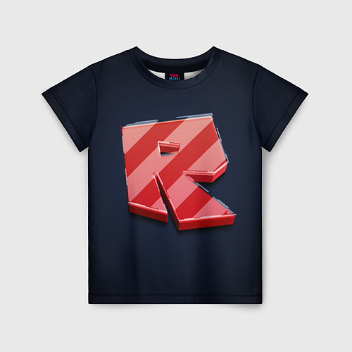 Детская футболка Roblox red - Роблокс полосатый логотип / 3D-принт – фото 1