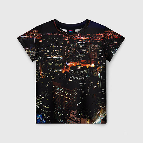 Детская футболка Ночной город - вид с высоты / 3D-принт – фото 1