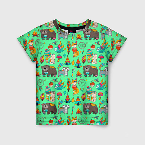 Детская футболка Painted colorful animals / 3D-принт – фото 1