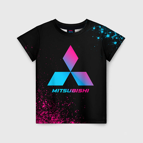 Детская футболка Mitsubishi - neon gradient / 3D-принт – фото 1