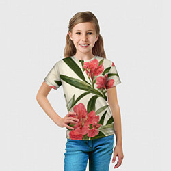 Футболка детская Олеандр Элегантные цветы, цвет: 3D-принт — фото 2