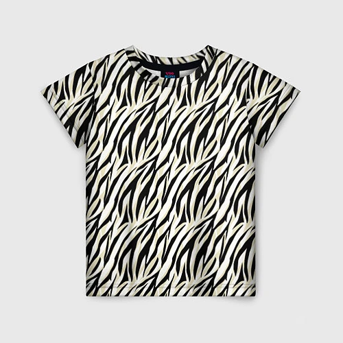 Детская футболка Тигровый полосатый узор-черные, бежевые полосы на / 3D-принт – фото 1