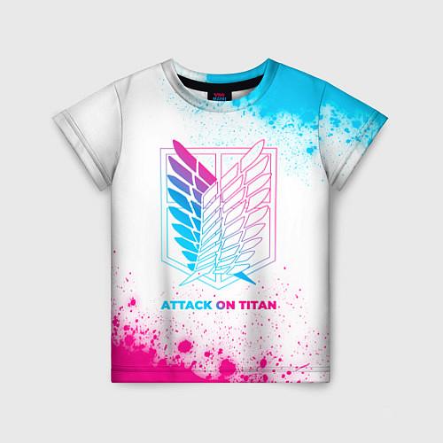 Детская футболка Attack on Titan neon gradient style / 3D-принт – фото 1