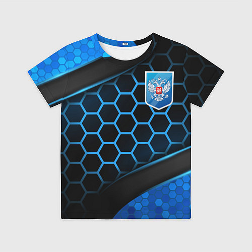 Детская футболка Объемные соты - герб России / 3D-принт – фото 1