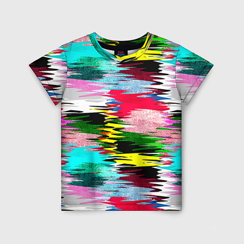 Детская футболка Абстрактный многоцветный неоновый узор / 3D-принт – фото 1