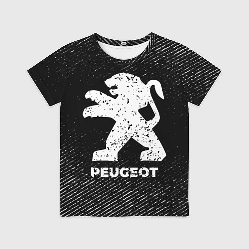 Детская футболка Peugeot с потертостями на темном фоне / 3D-принт – фото 1