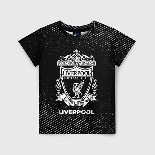 Детская футболка Liverpool с потертостями на темном фоне / 3D-принт – фото 1