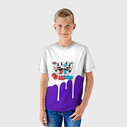 Футболка детская Cuphead потёки, цвет: 3D-принт — фото 2