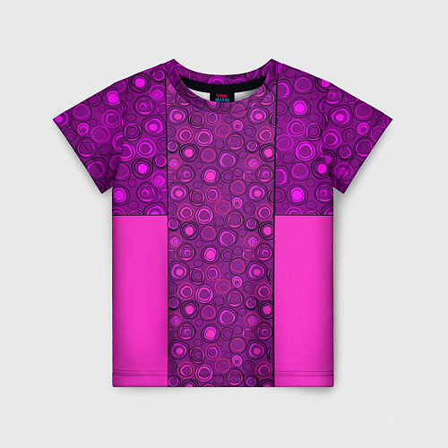 Детская футболка Розовый комбинированный неоновый узор / 3D-принт – фото 1