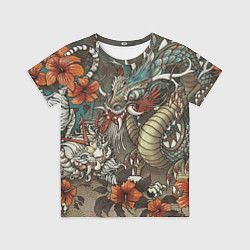Футболка детская Тигр и дракон мифические, цвет: 3D-принт