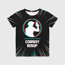 Детская футболка Символ Cowboy Bebop в стиле glitch на темном фоне
