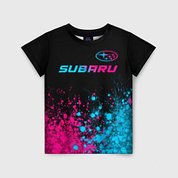 Детская футболка Subaru - neon gradient: символ сверху