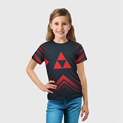 Футболка детская Красный символ Zelda на темном фоне со стрелками, цвет: 3D-принт — фото 2