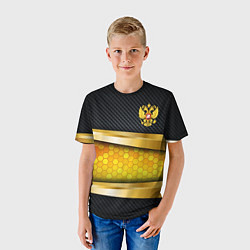 Футболка детская Black & gold - герб России, цвет: 3D-принт — фото 2