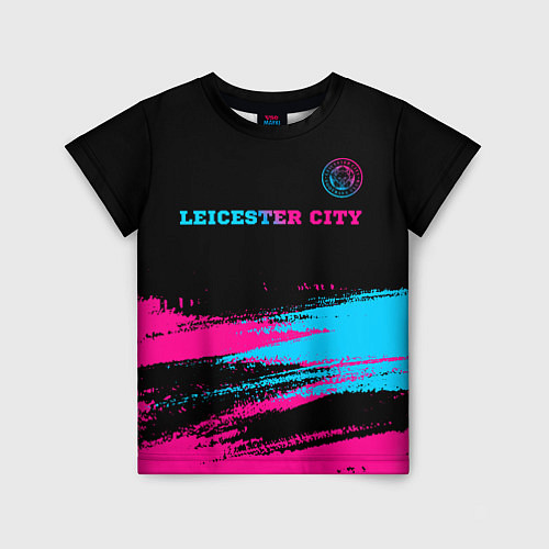 Детская футболка Leicester City - neon gradient: символ сверху / 3D-принт – фото 1