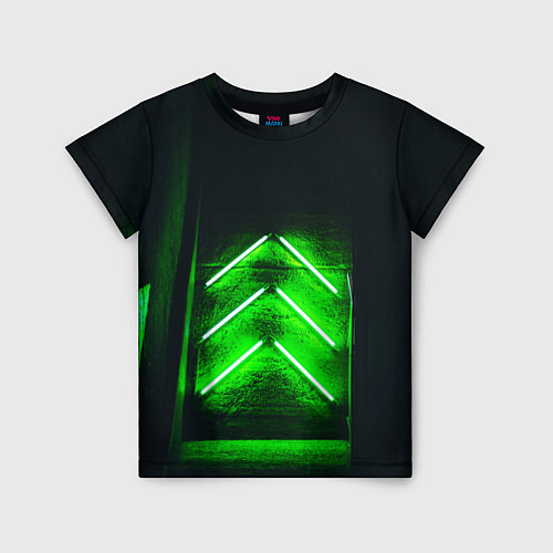 Детская футболка Неоновые зелёные стрелки во тьме / 3D-принт – фото 1
