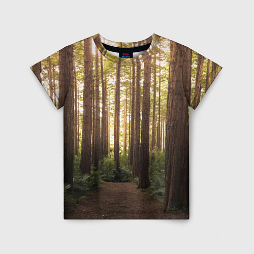 Детская футболка Дневной лес, деревья и свет / 3D-принт – фото 1