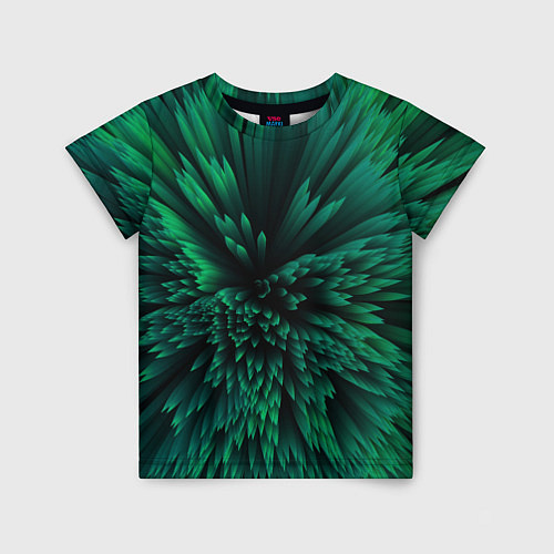 Детская футболка Объёмные острые зелёные фигуры / 3D-принт – фото 1