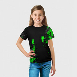 Футболка детская Билли Айлиш зелёная краска, цвет: 3D-принт — фото 2