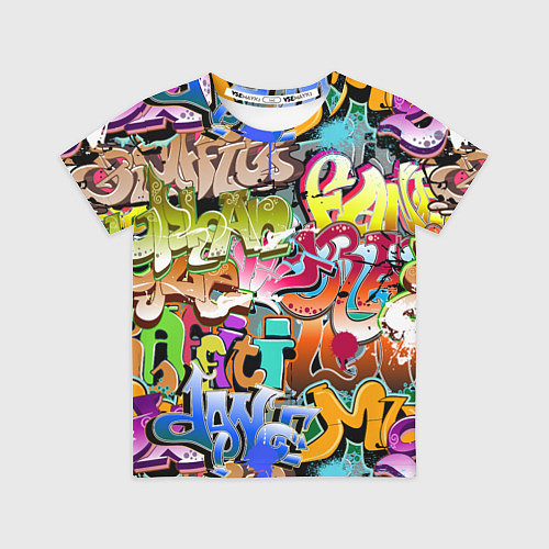 Детская футболка Надпись и краска граффити / 3D-принт – фото 1