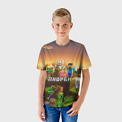 Футболка детская Андрей Minecraft, цвет: 3D-принт — фото 2